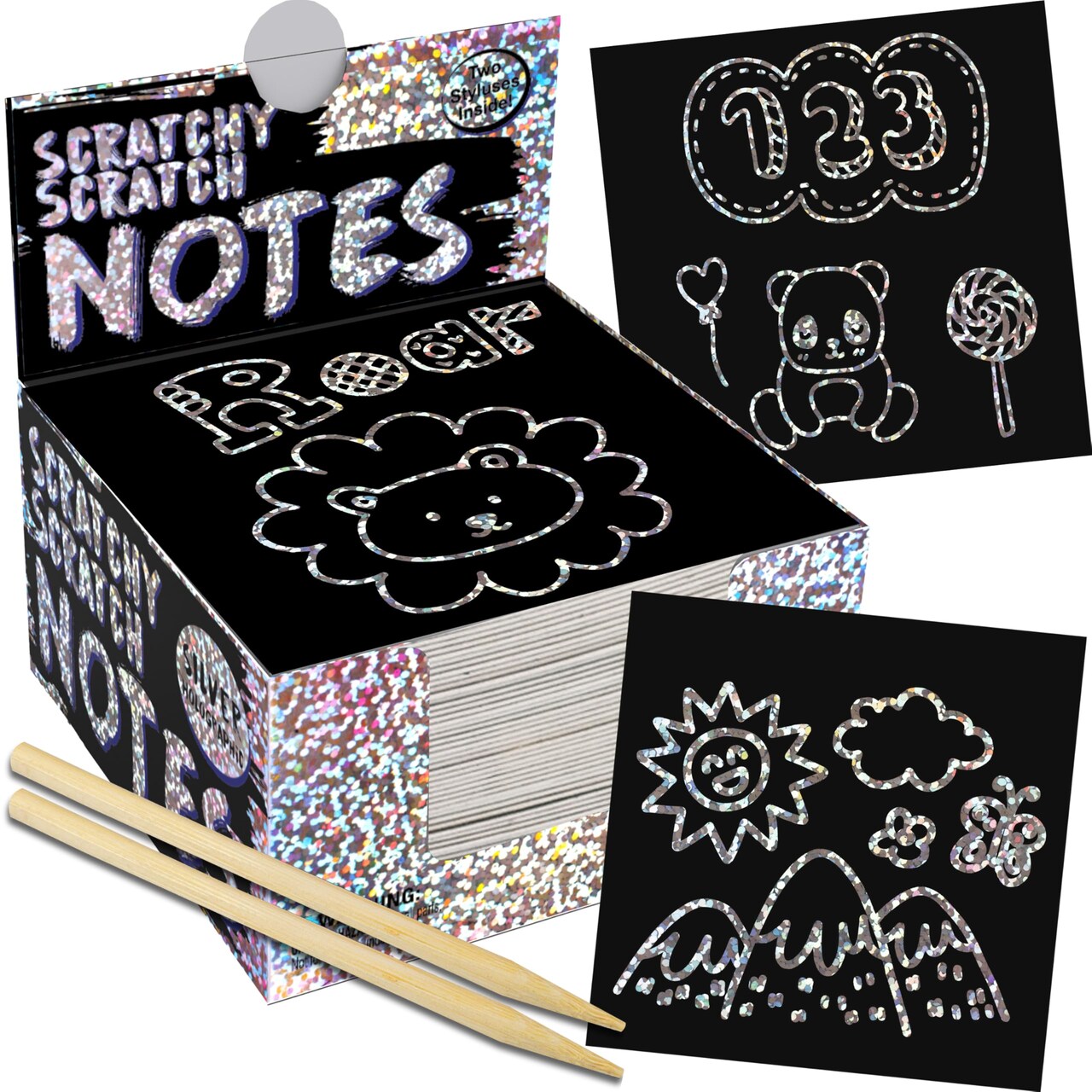 PURPLE LADYBUG Silver Holographic Scratch Art Mini Notes - Scratch Art for Kids, Summer Activities, Camping Games for Ages 4-8